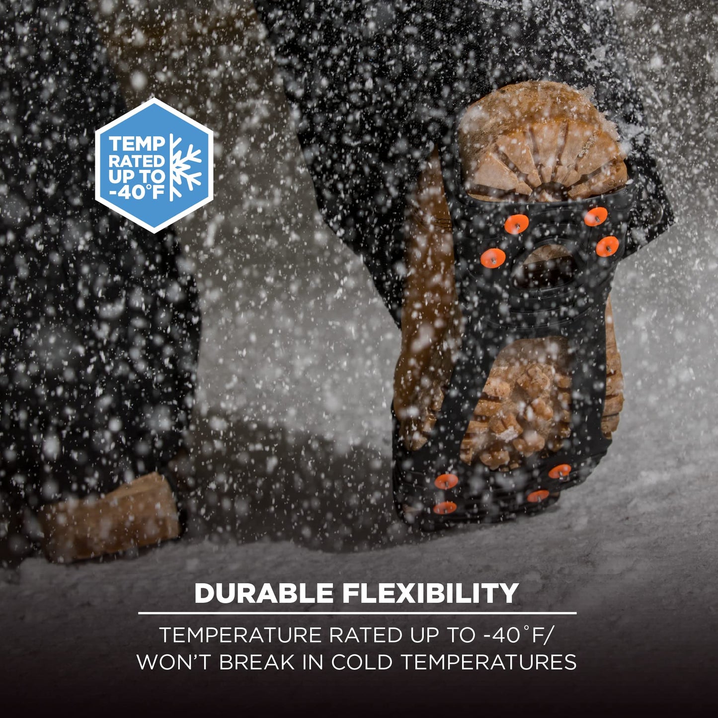 Slip-On Ice Traction Cleats with 8 Tungsten Carbide Studs for Superior Grip, Ergodyne TREX 6300TC