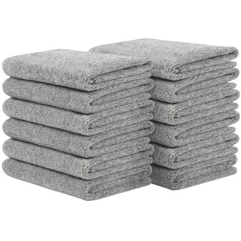 SINLAND Microfiber Face Towels Ultra Soft Facial Washcloths Face Cloth 12Inch x 12Inch 12 Pack Grey