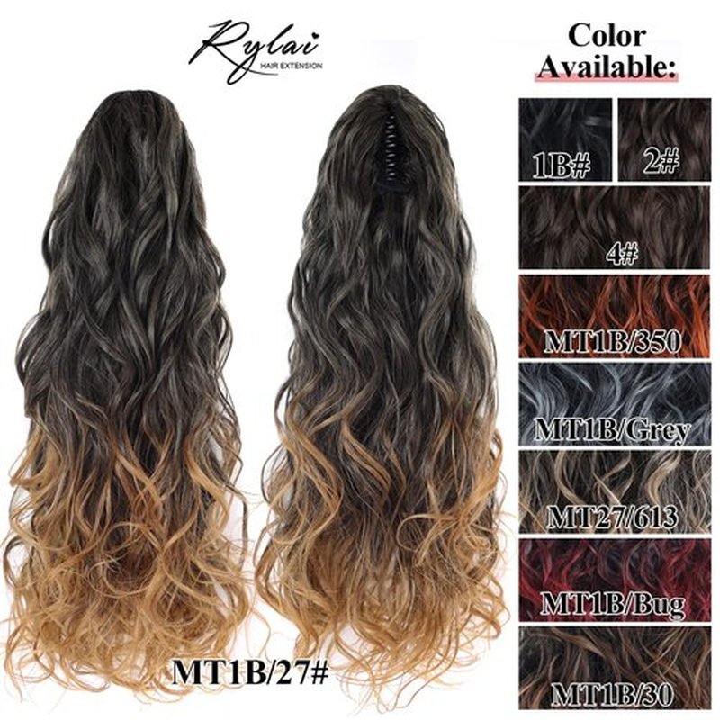 YIBANG Ponytail Extensions Drawstring Long Wavy 1B 27 - Hair Extainson Ponytail Wavy Clip in Ponytail Extensions Blonde Drawstring Ponytail for Black Women(Black to Honey Blonde 6 OZ)…