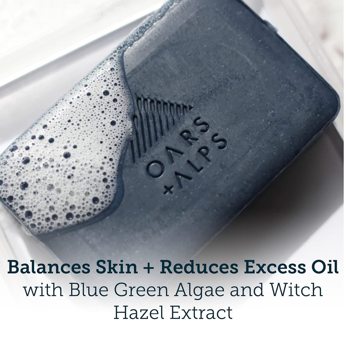 Oars + Alps Blue Charcoal Exfoliating Men's Bar Soap, Dermatologist Tested and Made with Clean Ingredients, Travel Size, 3 Pack, 6 Oz Each