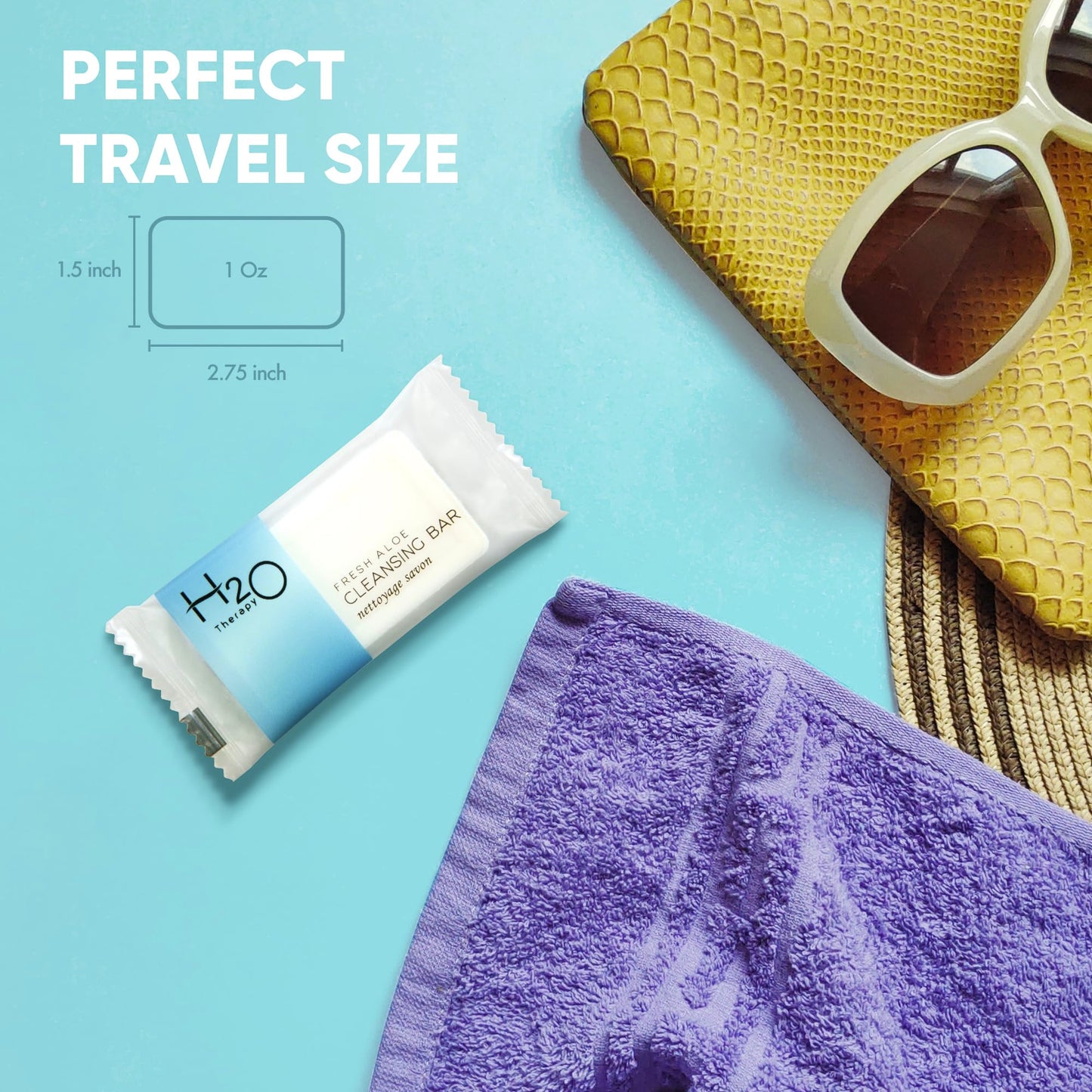 Travel Size Hotel Bar Soap 500 Count 1 oz Cleansing Bars Guest Amenities for Hotels Vacation Rentals and Short Term Rentals Paraben Free Green Tea Scent Infused with Aloe and Olive Oil by H2O Therapy