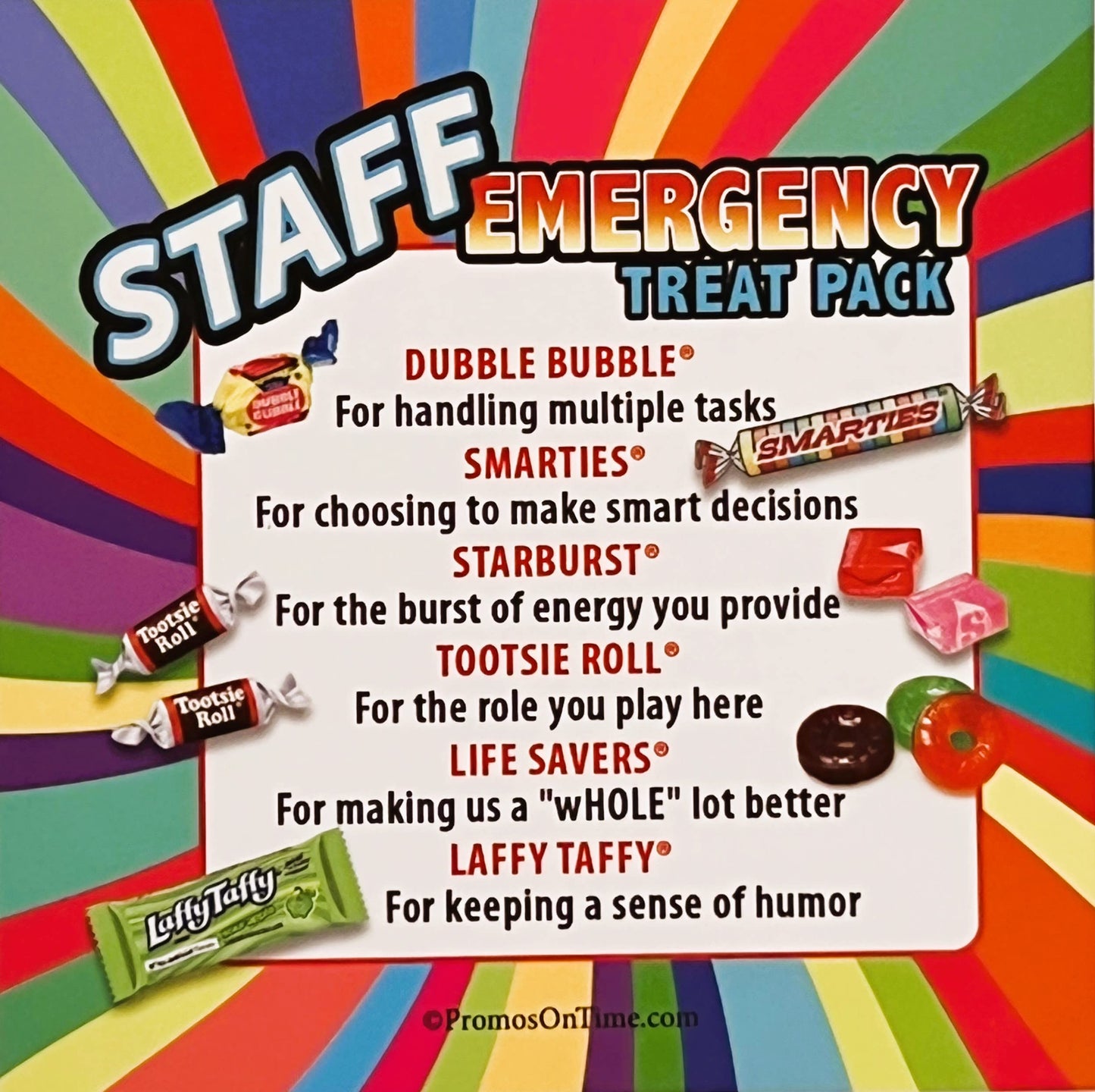 Staff Emergency Treat Pack (Set of 6) Employee Appreciation Goody Bags Gifts