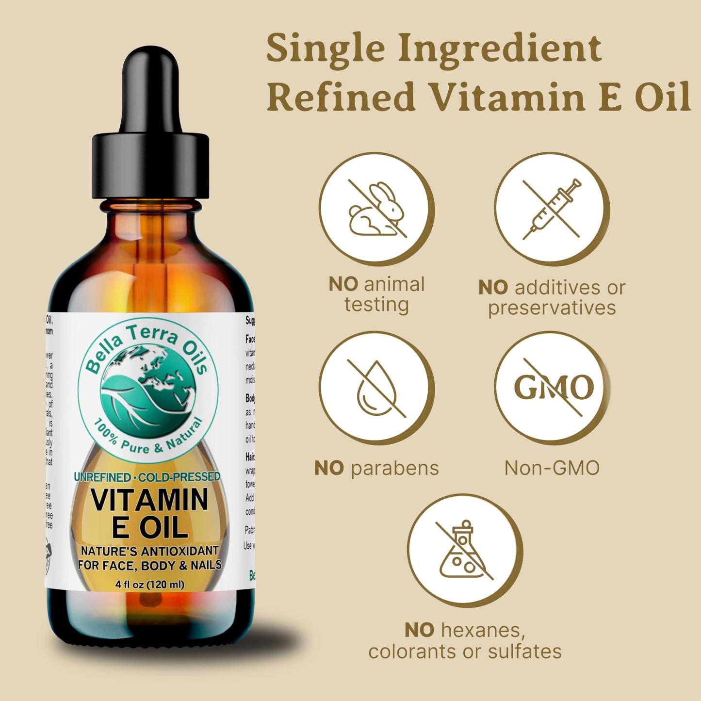 Bella Terra Oils - Natural Vitamin E Oil 16 oz - Premium D-Alpha Tocopherol Extract, Packed with Essential Nutrients & Fatty Acids, Elevate Your Skincare Ritual