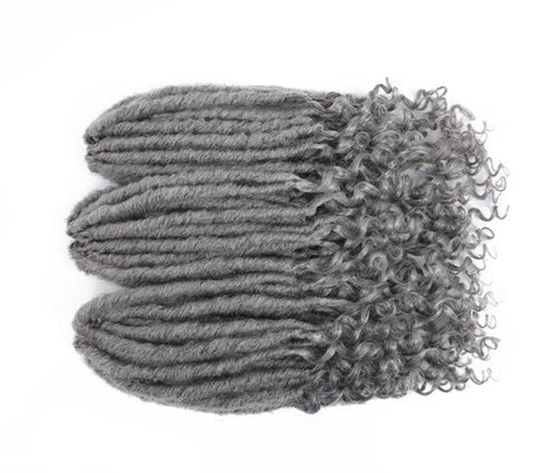 Faux Locs Crochet Hair 6 Packs 10 Inches Soft Straight Goddess Locs Crochet Hair for Women Pre Looped Crochet Braids with Curly Hair Locs Synthetic Hair Extensions(Grey#)