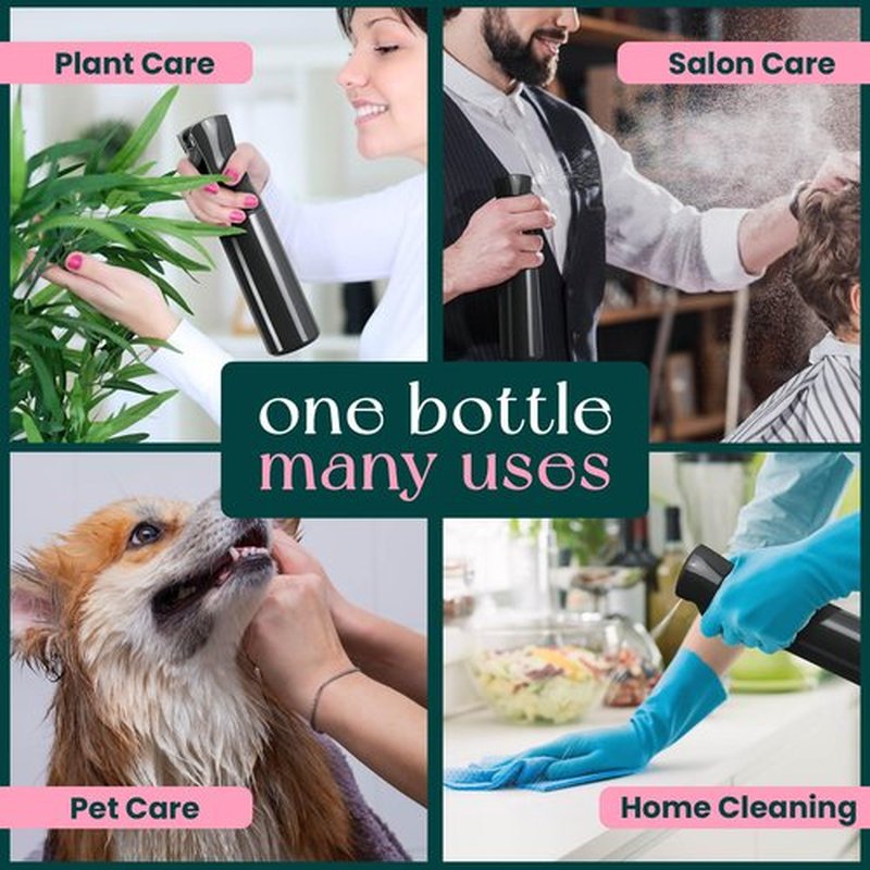 BeautifyBeauties Continuous Spray Bottle - Hair Spray Bottle Bundle with Comb, Markers, Labels - Plant Mister Spray Bottle for Plants, Water Spray Bottle Fine Mist Sprayer (Black 10.2)
