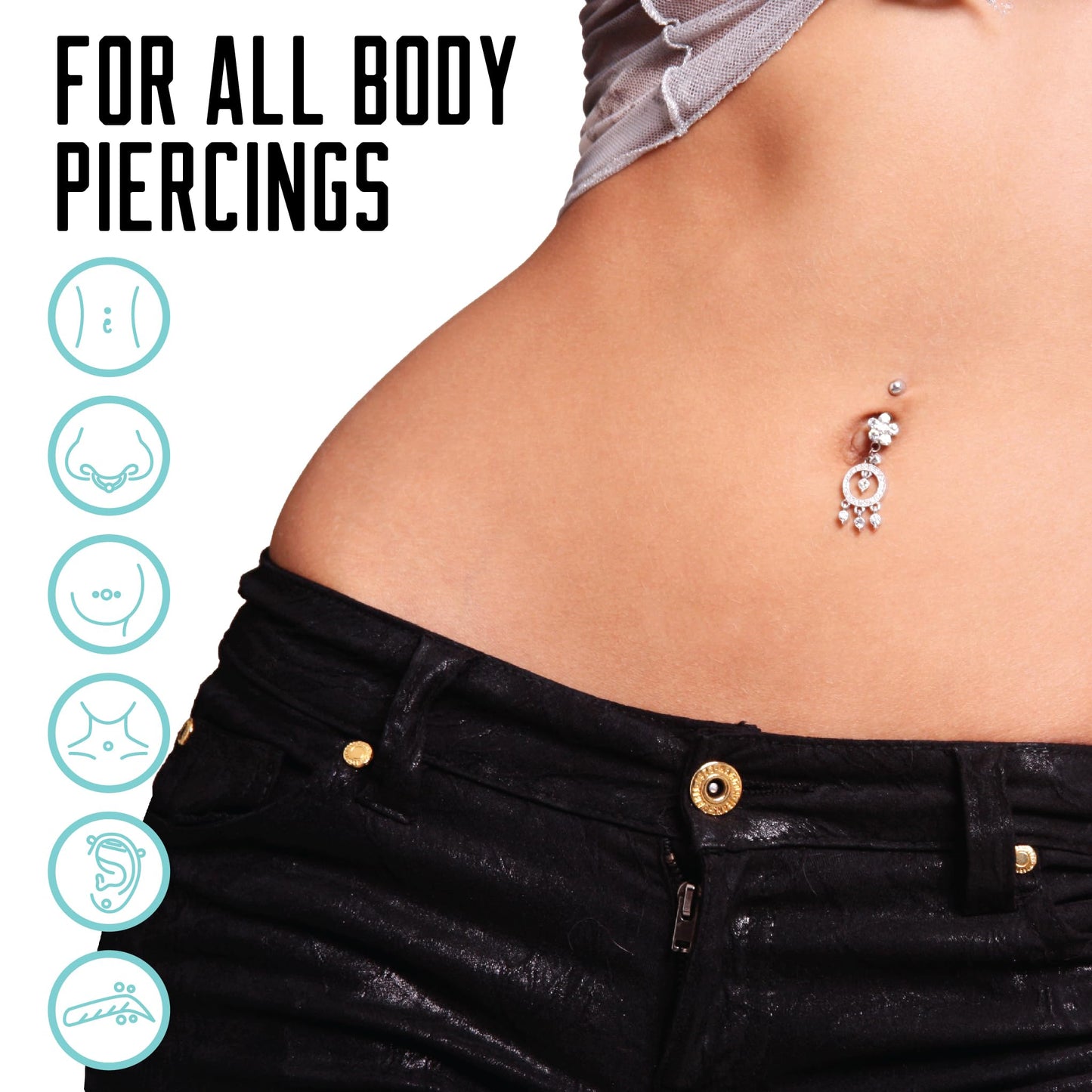 Base Labs Piercing Aftercare Hypochlorous Acid Spray | Healing HOCL Molecule Plus Saline Solution For Piercings | Nose, Ear Piercing Cleaner for all Keloids, Piercing Bumps and Wounds | 3PK, Black