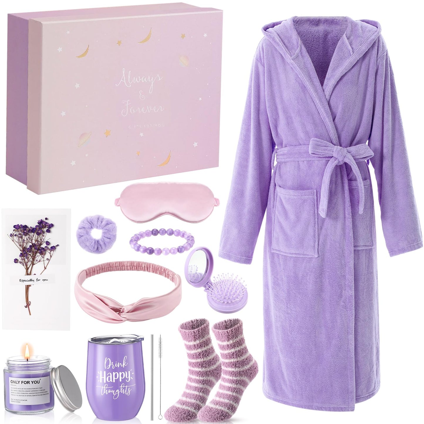 Nuogo 11 Pcs Birthday Gift for Women Mother Gifts Set Spa Gift Baskets for Women Get Well Care Package for Mom Her Wife Friend(Purple)