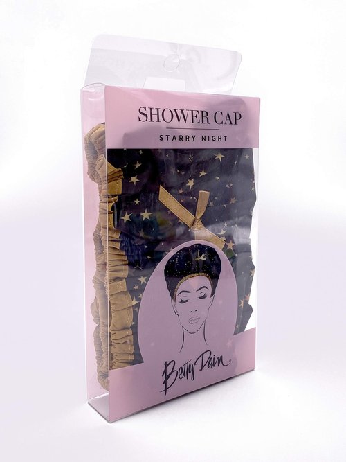 Reusable Shower Cap & Bath Cap & Lined, Oversized Waterproof Shower Caps Large Designed for all Hair Lengths with PEVA Lining & Elastic Band Stretch Hem Hair Hat - Fashionista Starry Nights