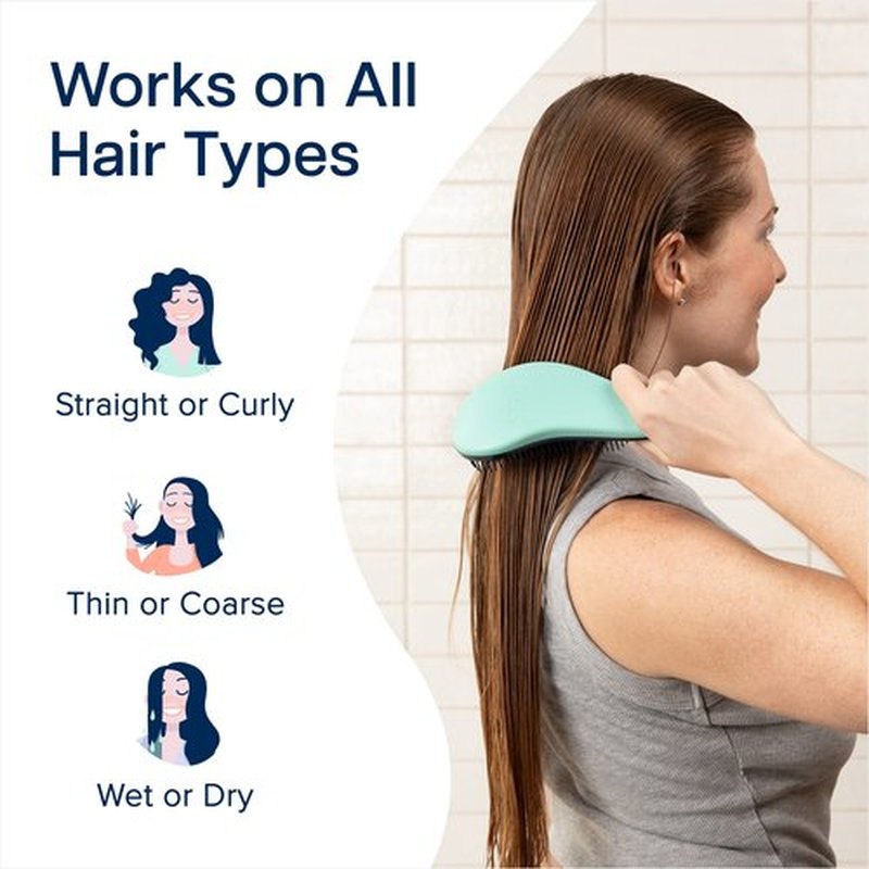 Crave Naturals Glide Thru Detangling Brush for Adults and Kids - Detangler Brush for Curly or Straight, Wet or Dry Hair - Gentle on Tangles Hair Comb - 7.5x3-Inch, Turquoise and Purple (Pack of 2)