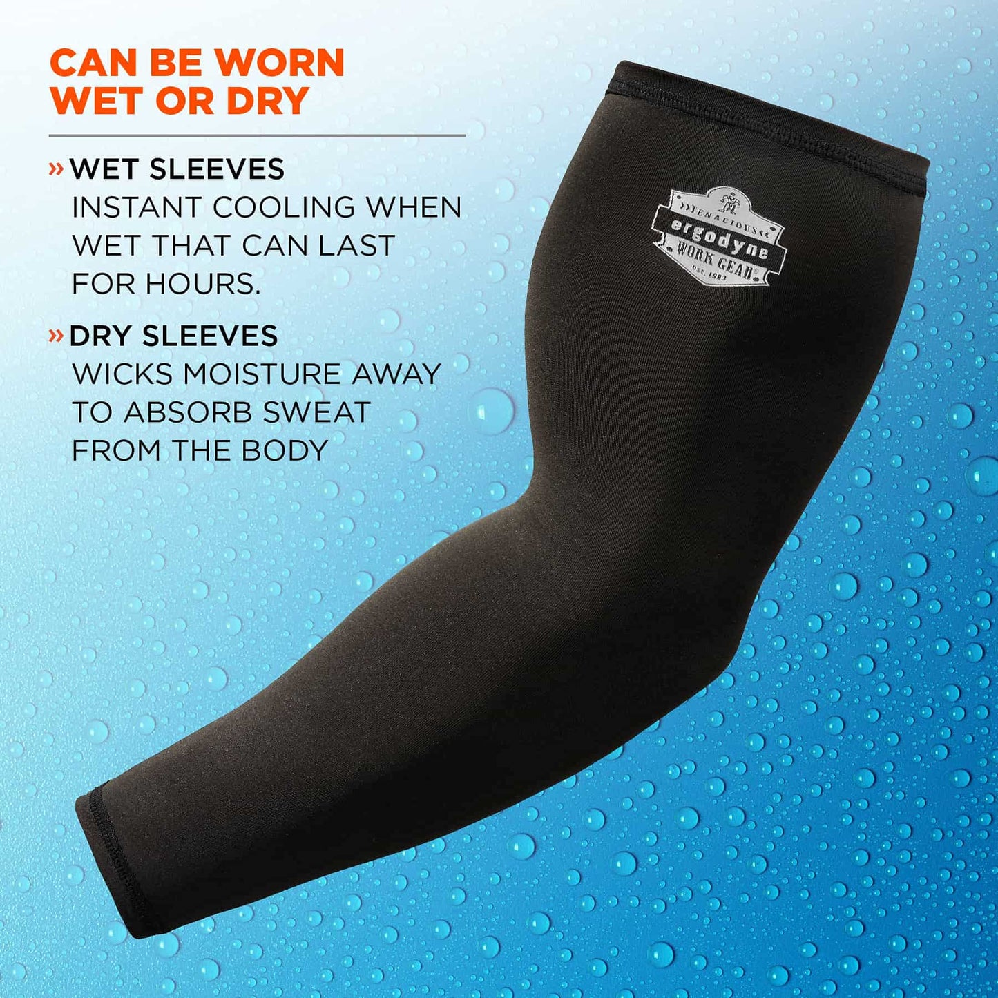Cooling Arm Sleeves, Sized for Men &Women, UPF 50+ Sun Protection, Ergodyne Chill Its 6690,Black, Medium