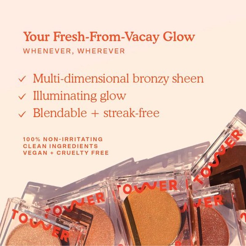 Tower 28 Beauty Bronzino Illuminating Cream Bronzer for Sensitive Skin – Moisturizing, Silicone-Free, Vegan and Cruelty-Free – Color SUN COAST, Light Bronze