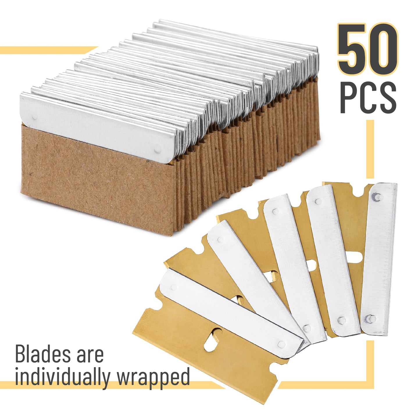 Bates Choise - Single Edge Razor Blades, 50 Pack, Gold, Razor Blades Single Edge, Straight Edge Razor Blade, Scraper Blades, Single Edge Blades, Single Edge Razor Blade