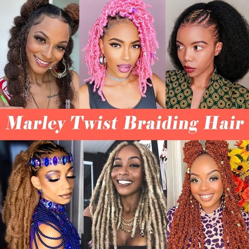 Marley Twist Braiding Hair 18 Inch Black 7 Packs Afro Twist Hair Pre Separated Spring Twist Hair Pre Fluffed Cuban Twist Hair Synthetic Wrapping Hair Extensions for Soft Locs (18",1B)