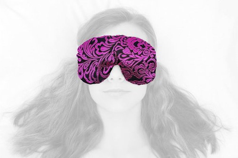 Candi Andi Handmade Opulence Yoga Eye Mask Pillow - Weighted Flaxseed Fill, Unscented, Satin & Velvet, Adjustable Strap - Ideal for Meditation & Restful Sleep -Magenta Doodle - TEMF-MD
