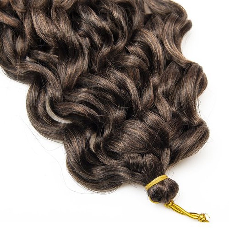 Ocean Wave Crochet Hair 18inch Deep Wave Curly Crochet Hair For Women Hawaii Curly Braiding Hair Synthetic Bohemian Crochet Braid Water Wave Crochet hair Extensions (Pack of 2, 01B/30)