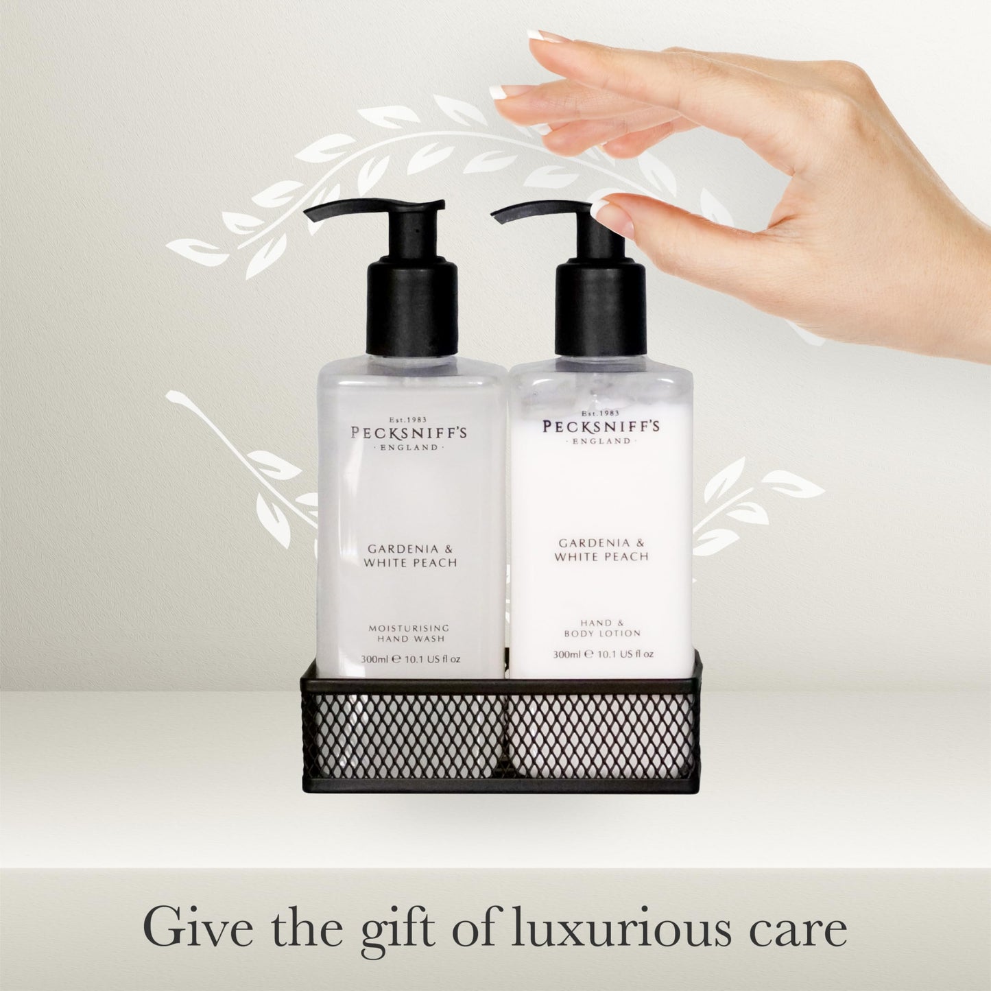 Pecksniff's Gardenia & White Peach Hand Wash and Body Lotion Set, 300ml 10.1 fl. oz. each