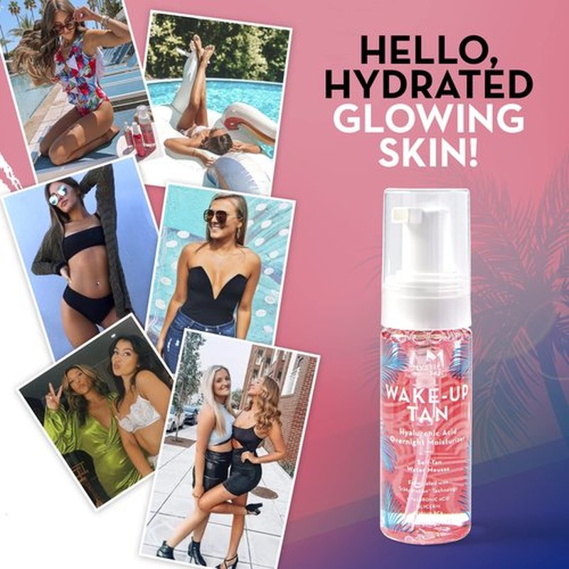 Mystic Tan Wake-Up Tan Hyaluronic Acid Overnight Moisturizer – Self-Tan Water Mousse, Travel Size, 1.7 fl. oz.