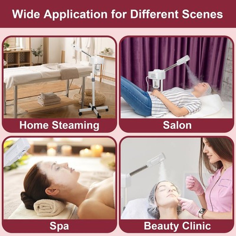 Professional Facial Steamers, Hot Ozone Face Steamer for Facial, Standing Facial Steamer on Wheels, Esthetician Steamer for Salon Beauty and Spa, Mist Face Steamer for Facial Skin Care