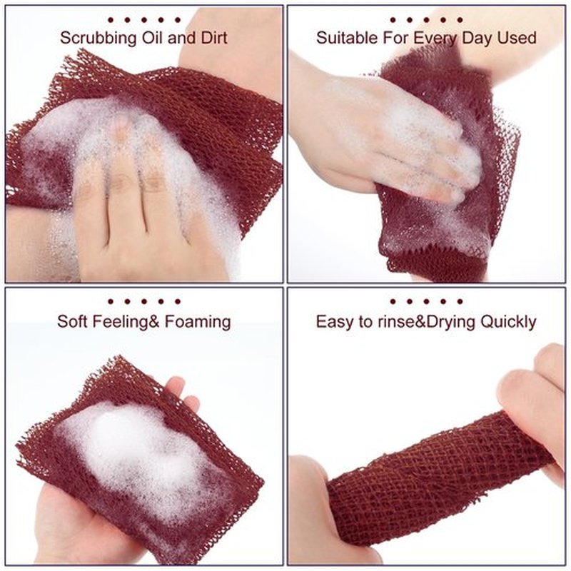 Geiserailie African Long Bathing Net Sponge Long Net Shower Body Scrubber Back Scrubber Skin Smoother Net Bathing Sponge for Daily Use or Stocking Stuffer (Wine Red)