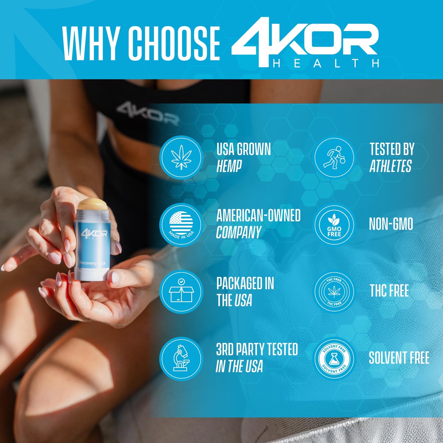 4KOR Hemp Infused Balm Stick – Topical Skin Balm with Cooling & Warming Sensation | Portable, Non-Greasy Twist-Up | 1 oz
