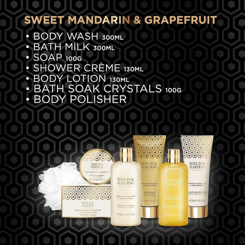 Baylis & Harding Luxury Bath & Skincare Gift Set - Sweet Mandarin & Grapefruit | Perfect for Women