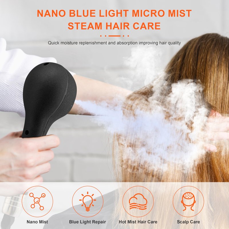 Hair Salon Nano Blue Light Micro Mist Hair Steamer Hair Perm Coloring Hot Dyeing Equipment for Hair Care Adds Softness Shine Elitzia ETD303