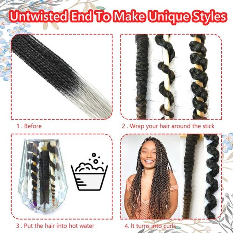 Senegalese Twist Crochet Hair for Black Women 14 Inch Pretwisted Crochet Hair 7 Packs Boho Goddess Twist Crochet Hair Pre Looped Hot Water Setting Crochet Twists with Natural Straight Ends