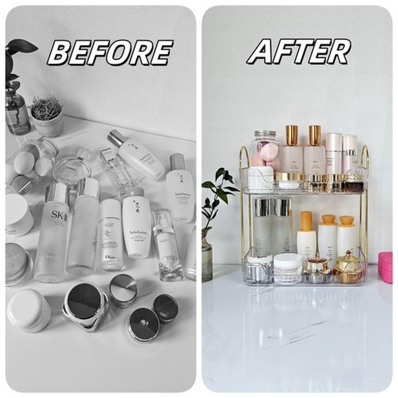 Tidyladyo 2-Tier Vanity Organizer for Bathroom Countertop, Makeup and Skincare Shelf Stand, Space-Saving Cosmetic Storage for Dresser, Counter, and Vanity Top