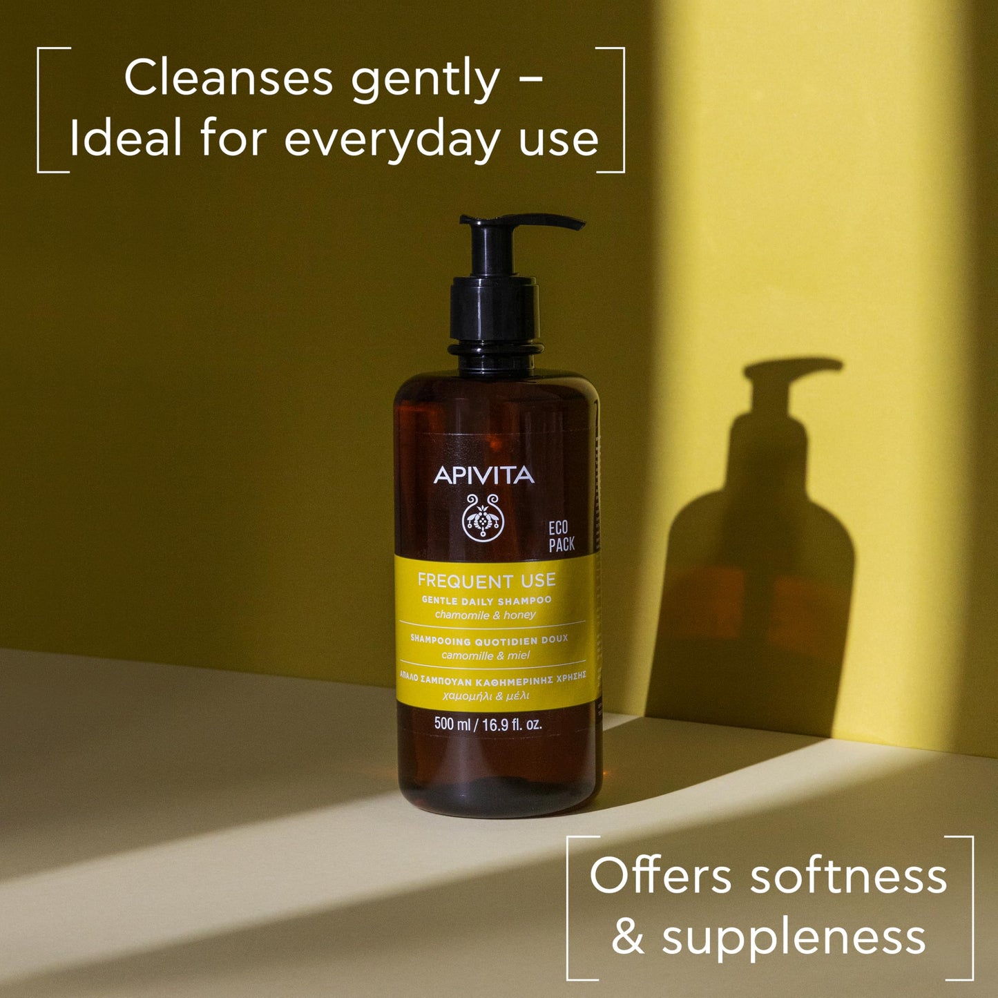 Apivita Frequent Use Gentle Daily Shampoo, Natural Sulfate-Free and Paraben-Free Shampoo with Chamomile and Honey, Hydrates, Offers Softness and Elasticity