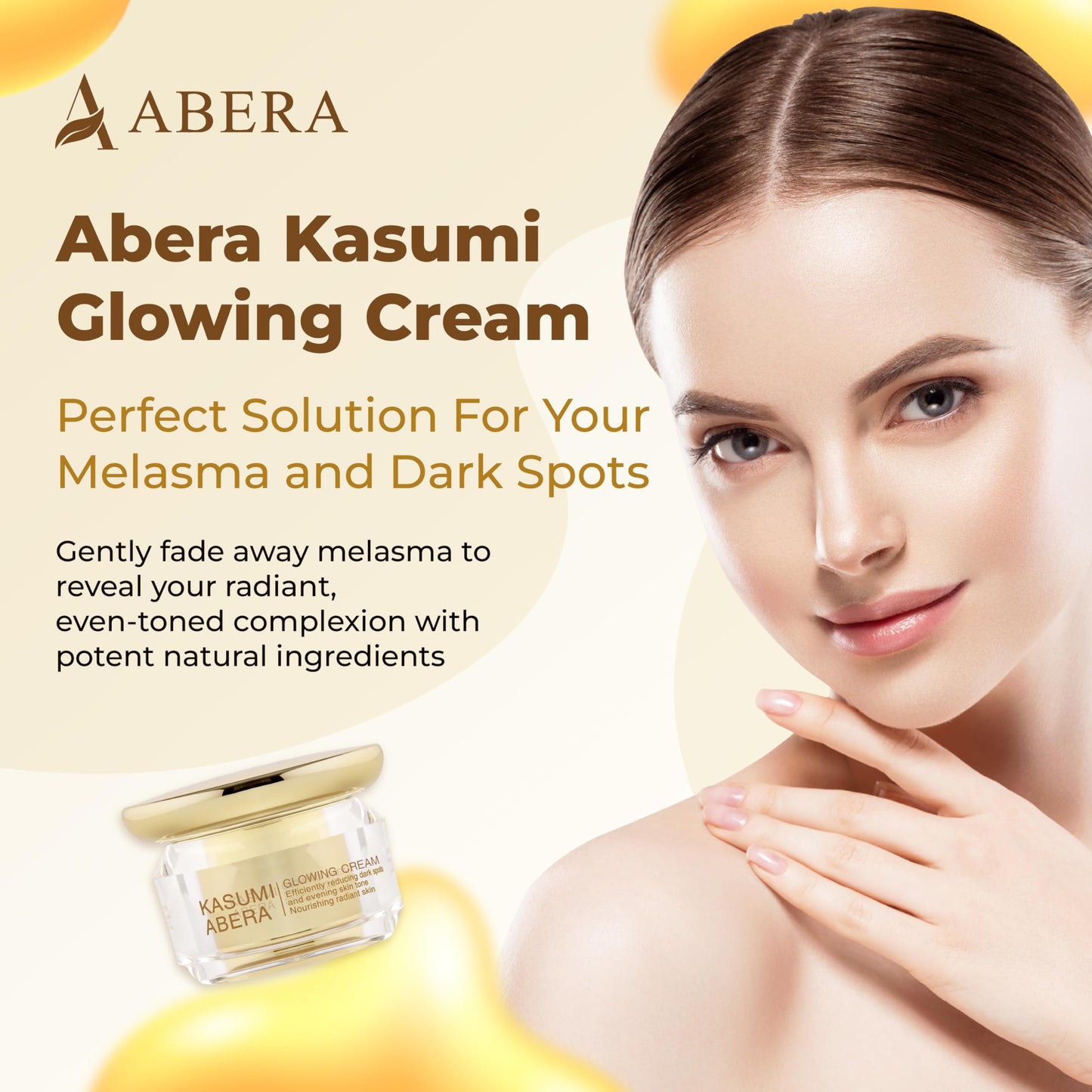 ABERA Kasumi Glowing Cream, Melasma Treatment with Niacinamide & HA, Dark Spot Remover For Face, Reduce Fine Lines, Wrinkles, Anti-aging, Red Ginseng Extract, Melasma Cream (0.7 Oz Per Item)(Set 3)