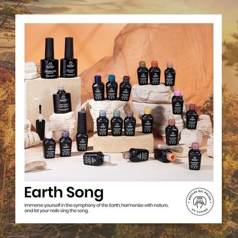 Beetles Gel Nail Polish, 20 Colors Nude Brown Blue Green Gray Yellow Glitter Earth Song Collection Winter Gel Polish Soak Off with Glossy & Matte Top Base Coat Gel Manicure Kit Gift for Women
