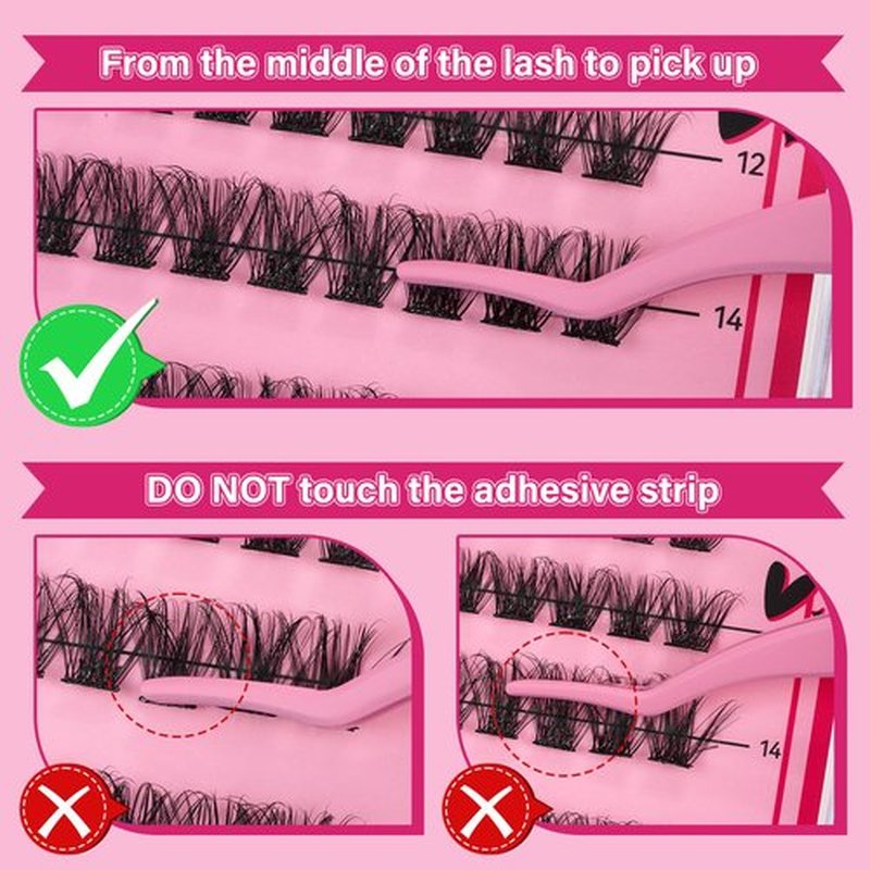 Self Adhesive Eyelashes 48Pcs Lash Clusters Self Stick Lashes Reusable Self-adhesive Lashes No Glue Cluster Lashes Easy for Use(Lotus,D-10-18mix)