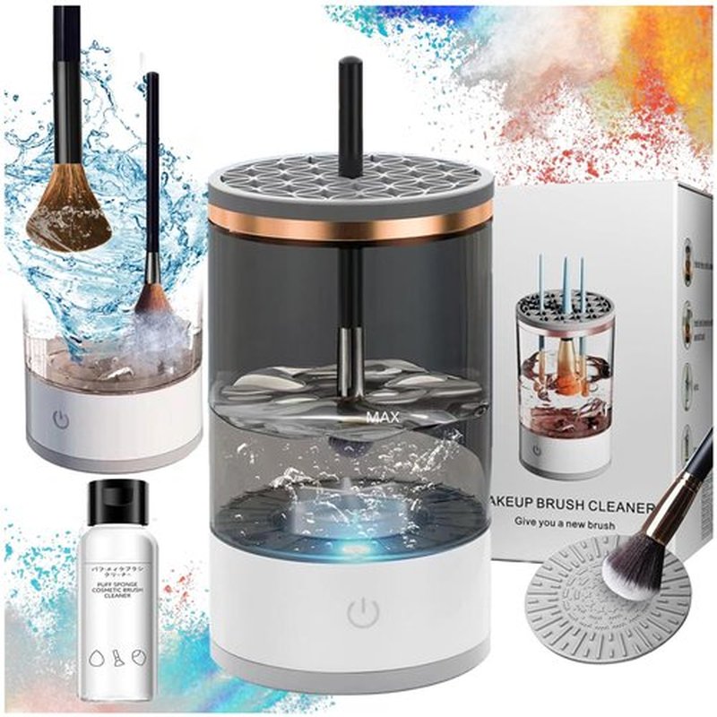Rinse Hero - Rinse Hero Brush Cleaner, 2025 New Rinse Hero Makeup Brush Cleaner, Rinse Hero Automatic Spinning Cosmetic Tool for Deep Cleaning All Types of Brushes Set (Plug-in * Black)