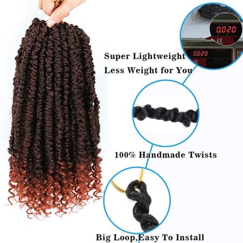 350 Passion Twist hair Pretwisted, 10 Inch 9 Packs Passion Twist Crochet Hair,Soft Pre Twisted and Looped Crochet Hair For Women, Short Curly Crochet Braids(10",T1B/350#)