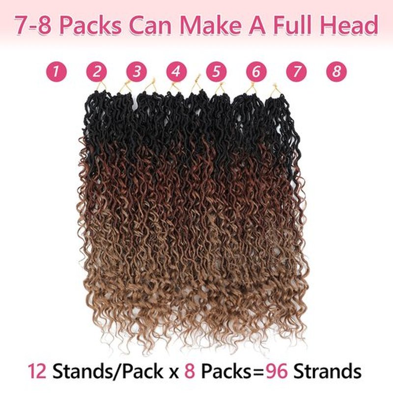 Goddess Locs Crochet Hair For Black Women 18 Inch 8 Packs Faux Locs Crochet Hair Crochet Locs Crochet Hair Pre Looped Crochet Locs River Locs With Curly Ends (1B/30/27#)