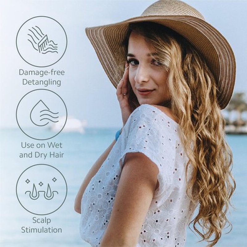 Ibiza Hair Aloha-Series KP3 Kona Paddle Brush - Detangling Hairbrush for Wet & Dry Hair, Thick Hair Care, Smoothing Nylon Bristles