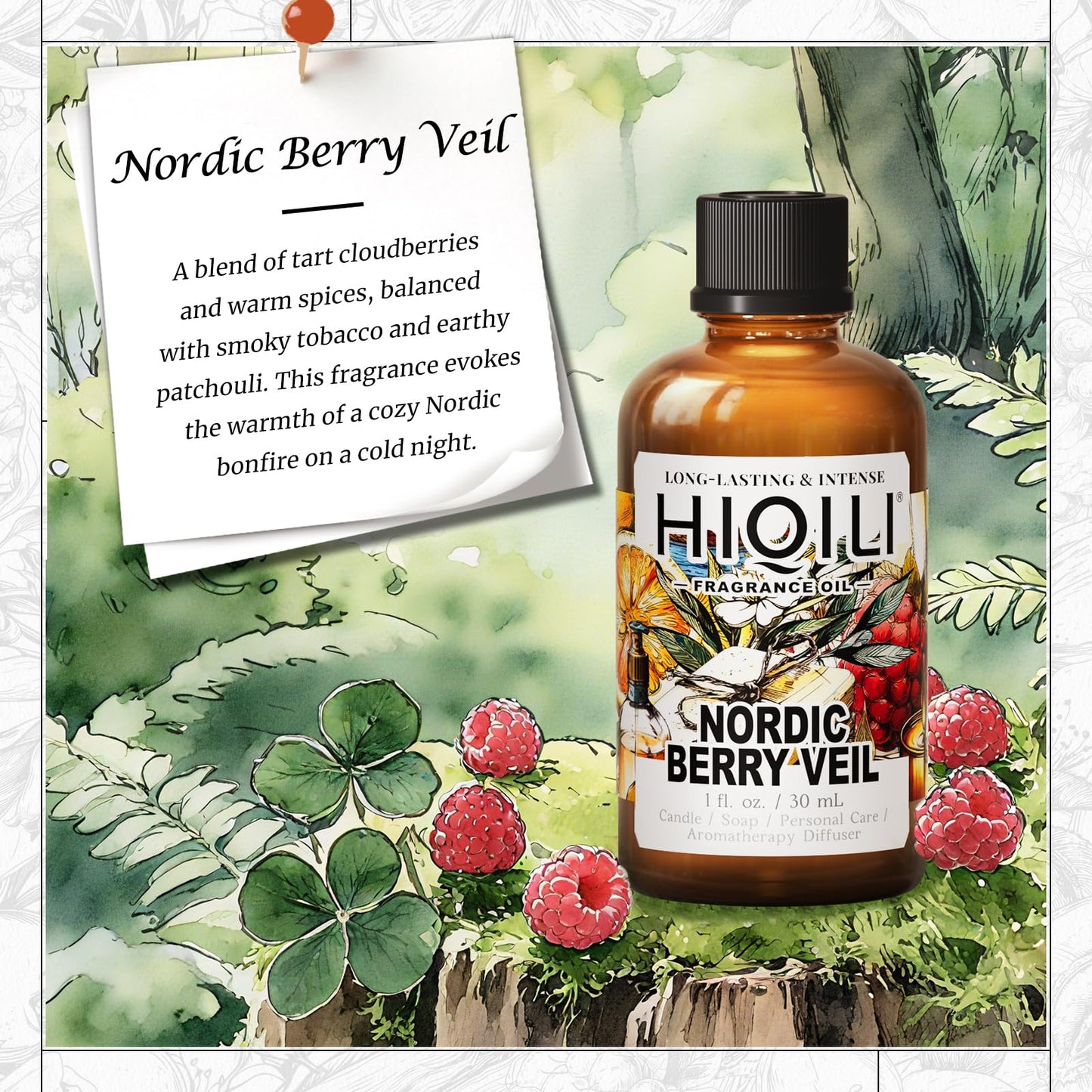 HIQILI Nordic Berry Veil Fragrance Oil for Home Diffuser, Candle & Soap
