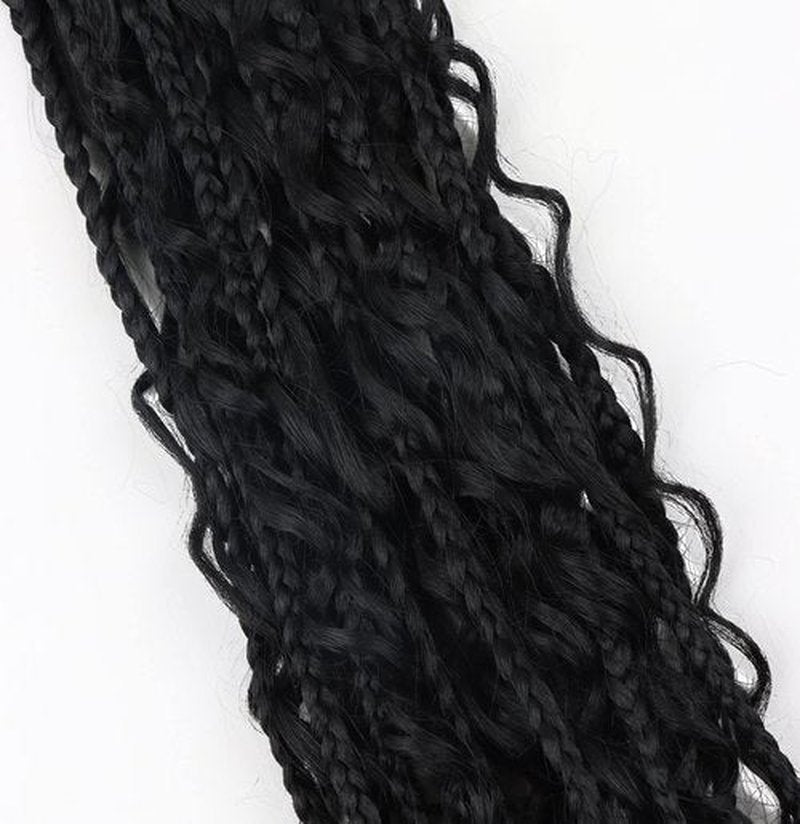 Goddess Box Braids Crochet Hair 18 Inch,8 Packs Box Braids Crochet Hair for Women,Boho Box Braids Curly Ends Pre-looped,Synthetic Bohemian Crochet Box Braids hair 1b