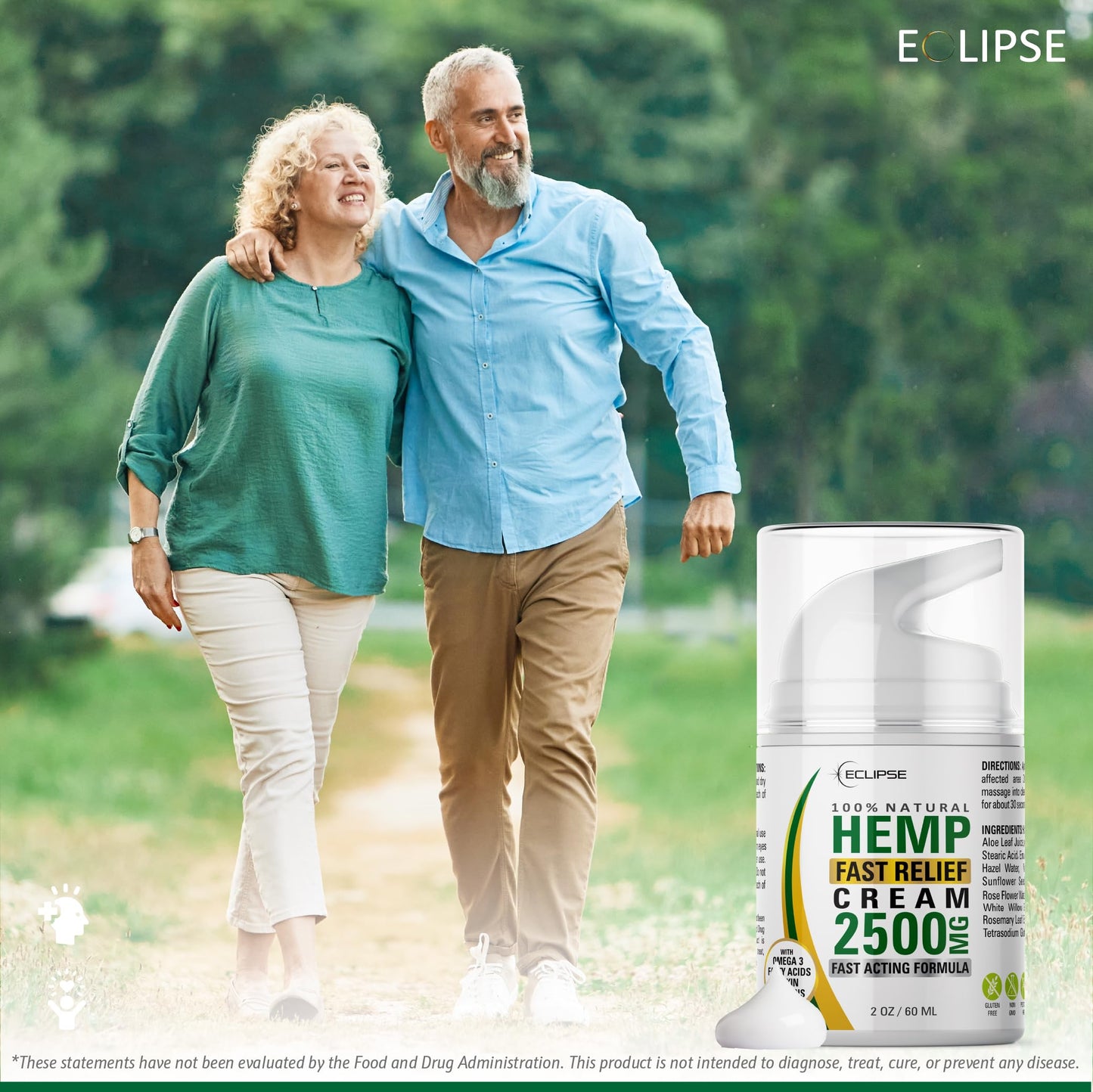 Hemp Cream by Eclipse - Natural Hemp Extract Cream - Made in USA - 2 Pack