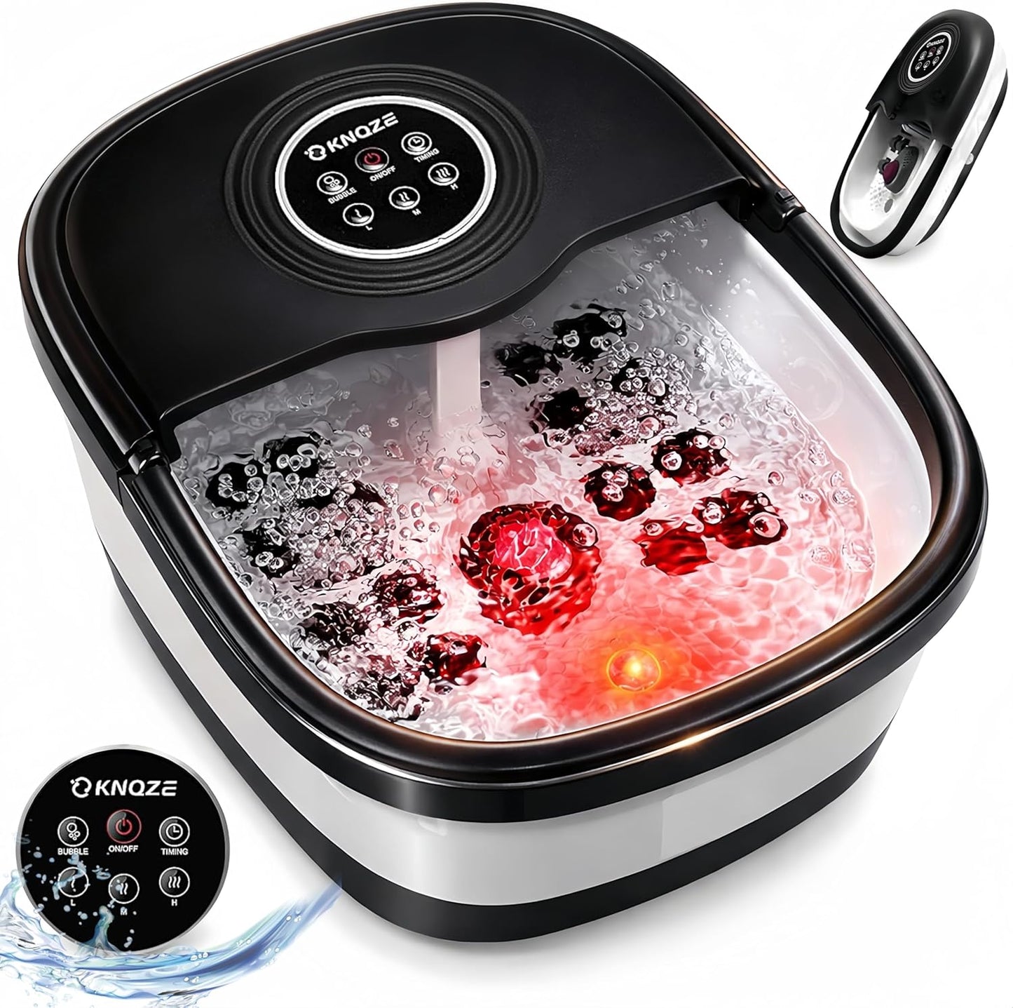 Collapsible Foot Spa Bath - Heated Bubble Massage with Remote Control | 16 Rollers & Pumice Stone for Relaxation