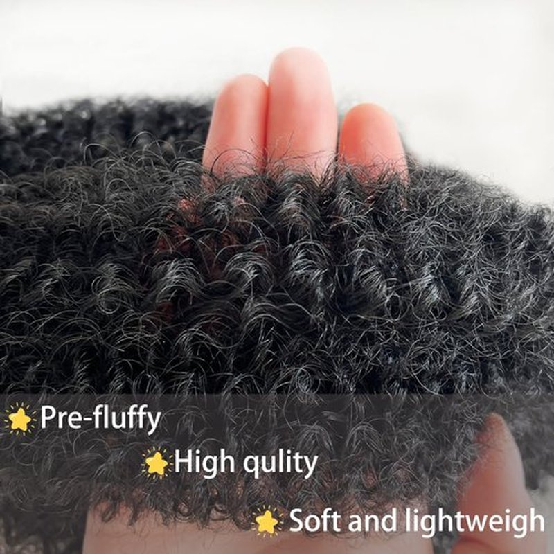 Marley Twist Braiding Hair 10 Inch Afro Twist Hair 3 Packs Kinky Twist Hair Black Springy Afro Twist Hair Pre fluffed Marley Twist Braiding Hair for Black Women (1B#, 10 Inch(Pack of 3))