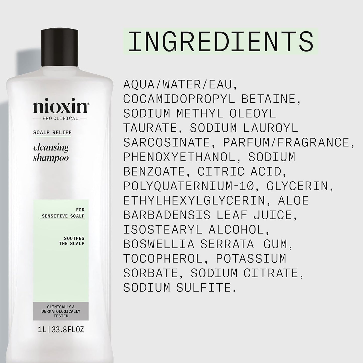 Nioxin Scalp Relief Cleansing Shampoo | Soothes, Hydrates, & Thickens Hair | For Sensitive, Dry, & Itchy Scalp | Made with Aloe Vera & Vitamin E