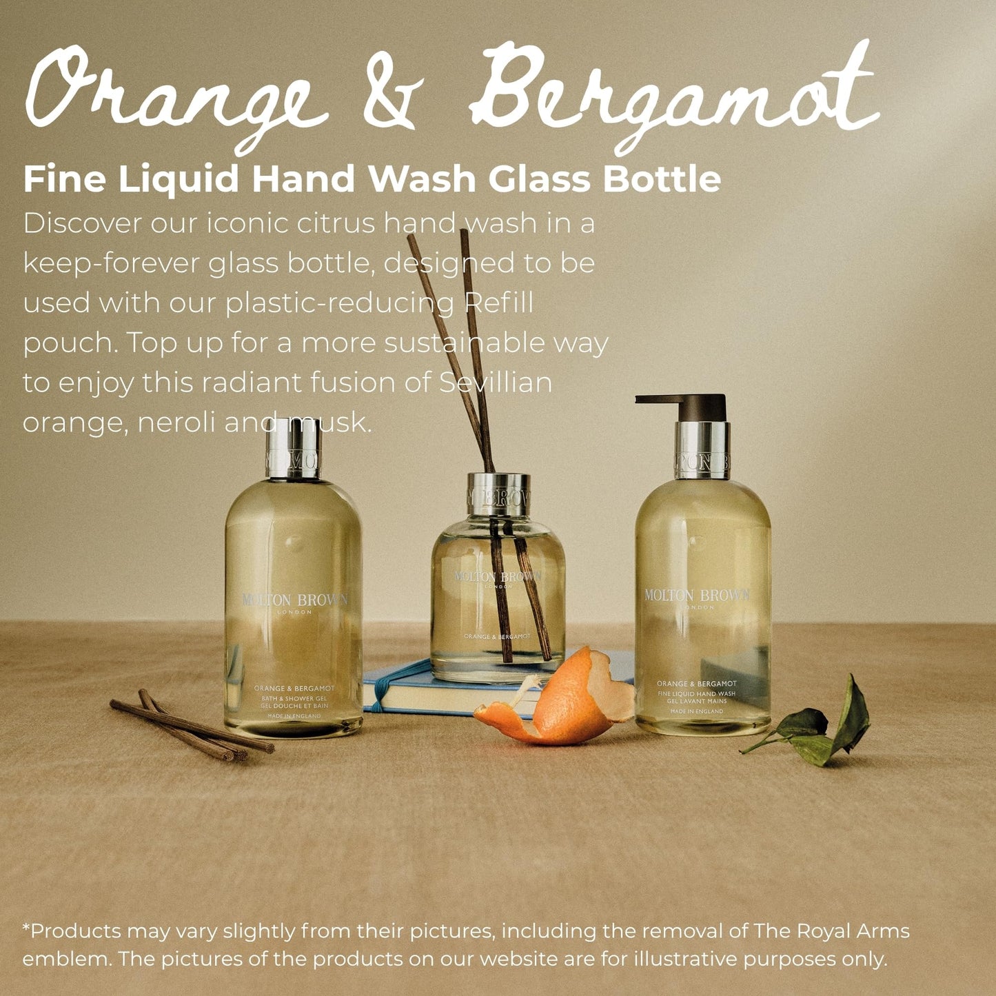 Molton Brown Orange & Bergamot Fine Liquid Hand Wash Glass Bottle - Luxury Hand Soap 6.76 fl. oz.