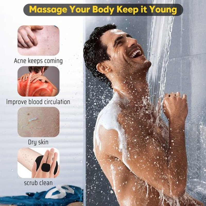 VWMYQ Silicone Body Scrubber for Men, New Upgrade Richer Foam and Effective Cleaning, Premium Silicone Scrubber with Ergonomic No-Slip Handle, Long-Lasting & Easy to Clean, Body Exfoliator Scrubber
