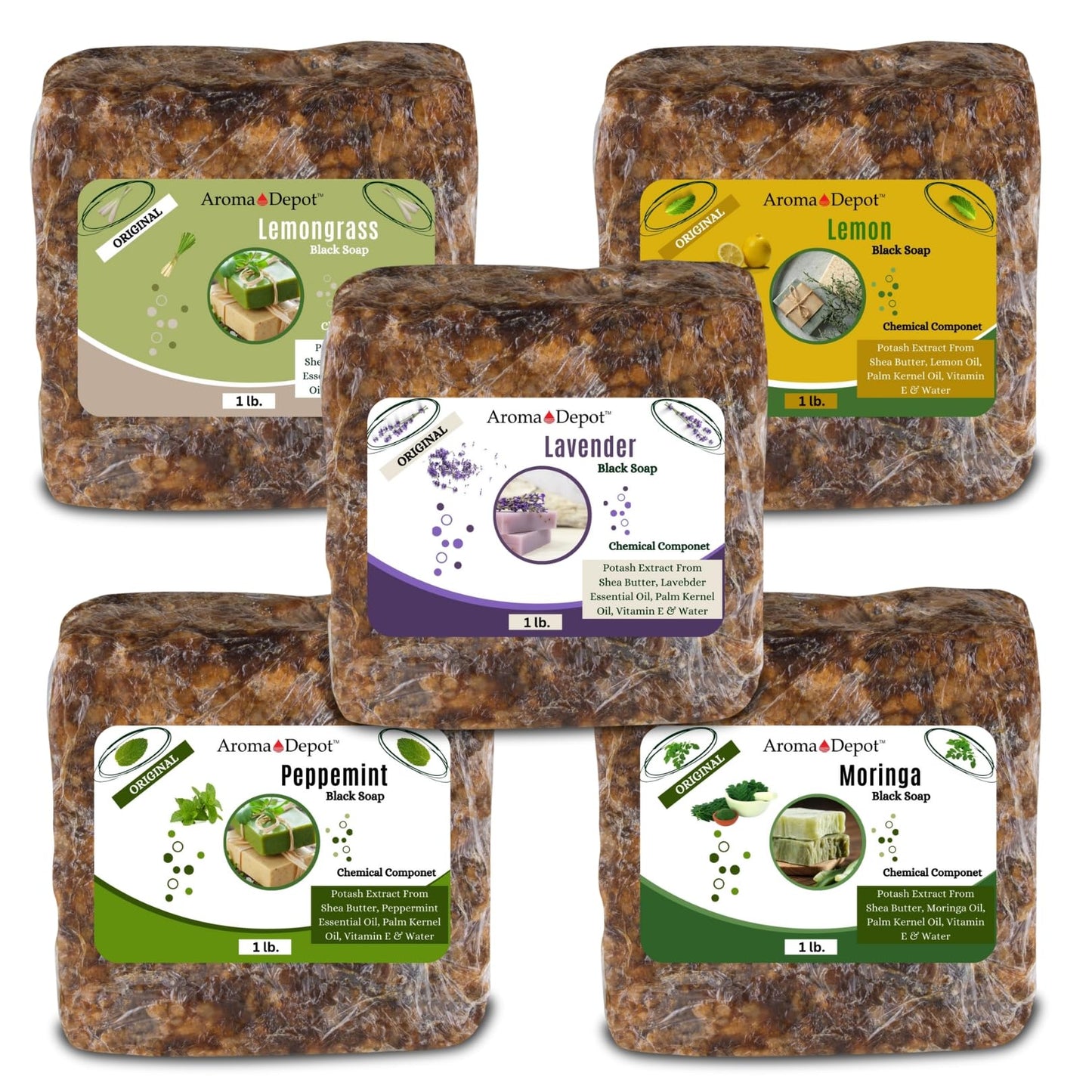 Aroma Depot Raw African Black Soap Bars From Ghana (3 lbs.)