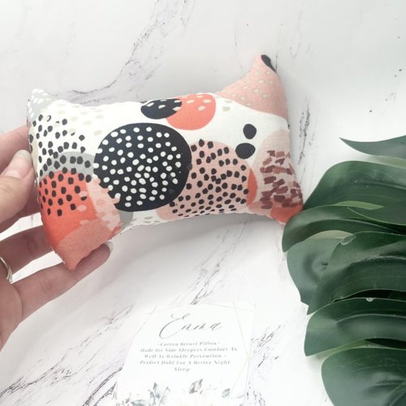 Strapless Handcrafted in The USA Cotton Breast Pillow for Woman Gift for her Side Sleeper Chest Relief Pillow While Sleeping with Anti Aging in Wrinkle Prevention (Pink Circles)