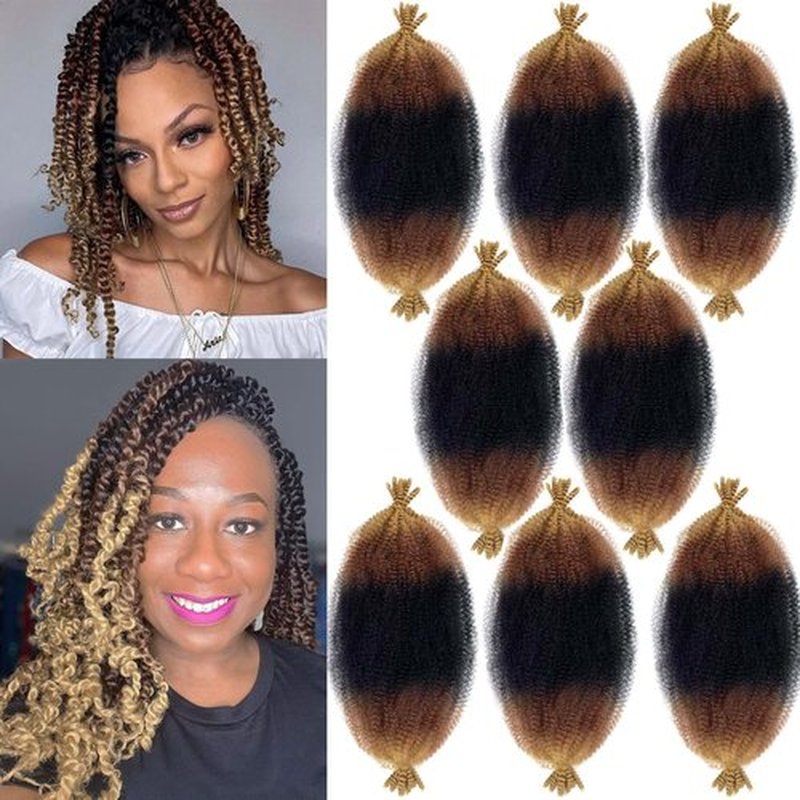 8 packs Marley Twist Braiding Hair 16 Inch T1B/30/27 Marley Hair Pre-Separated Springy Afro Twist Hair Extension Afro Twist Crochet Hair Braids Spring Twist for Black Women (16 Inch, 1B/30/27)