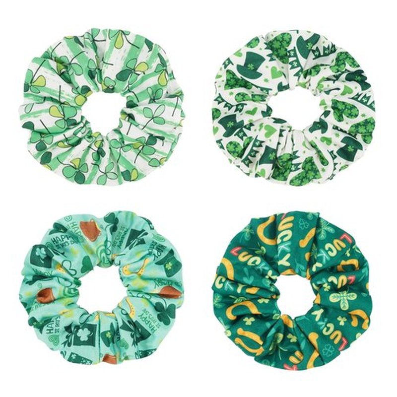 Jocbean St Patrick's Day Hair Scrunchies Ponytail Holders Irish Green Hair Ties for Women