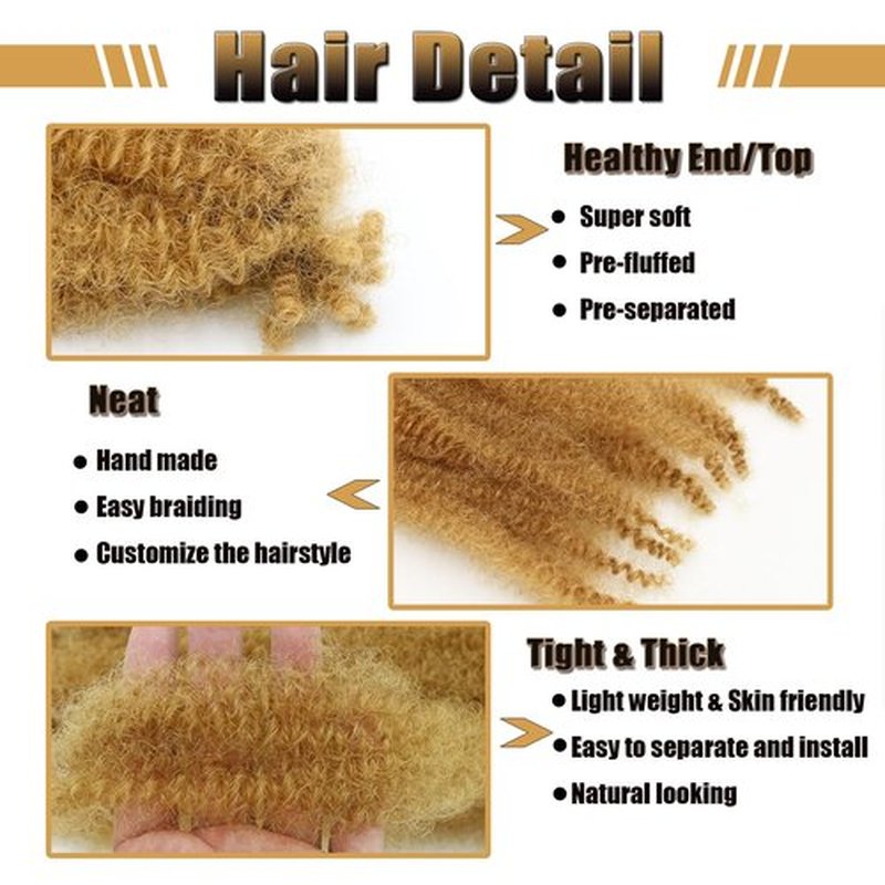 KYNLEY 12inch Springy Afro Twist Hair 8 Packs Blonde Kinky Marley Twist Braiding Hair Cuban Twist Hair Wrapping Hair for Soft Locs 27#