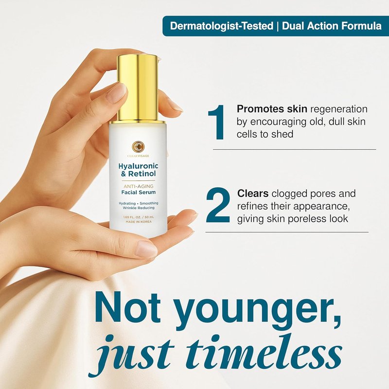 Hyaluronic Acid Serum for Face - Anti-Aging Retinol Formula | Deep Hydration & Skin Firming - 1.69 Fl Oz